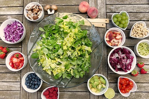 Salad, Fruits, Berries, Healthy