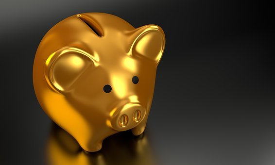 Piggy Bank, Gold, Money, Finance