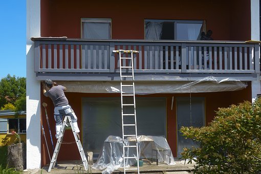 Painter, House, Foil, Covered, Ladder